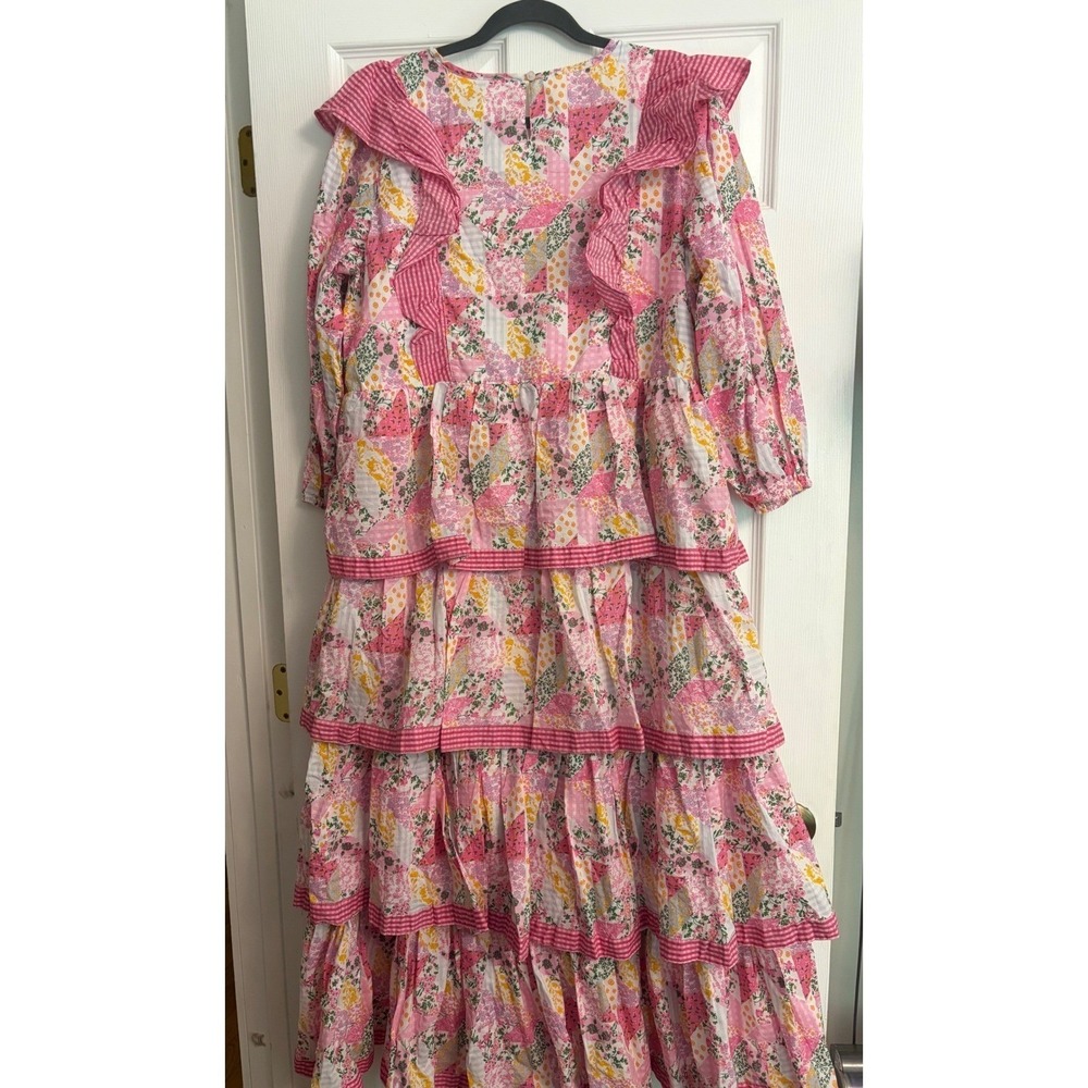 New Simply Southern Pink Patchwork Tiered Ruffle Maxi Dress Sz Small Praire - Picture 5 of 10